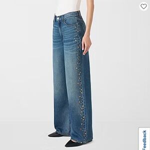 RM Rebecca Minkoff metallic studs Womens Mid Rise Wide Leg Jean size 4